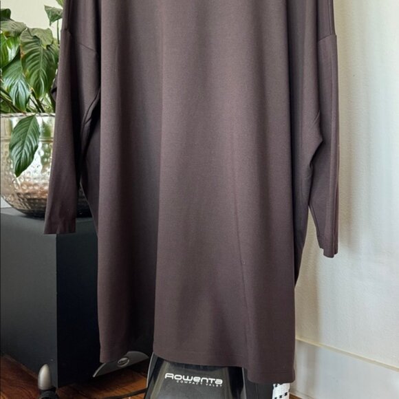 Bryn Walker Tunic Top Sz Large Brown Rayon Blend Long Sleeve Tapered Waist - Picture 3 of 10